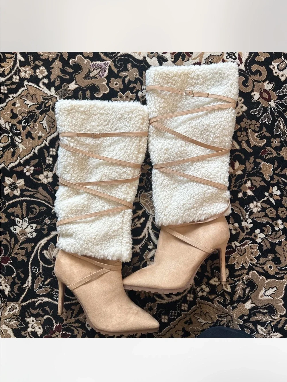 Tan Fur Knee High Boots